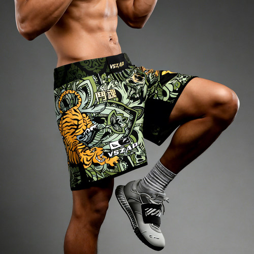 VSZAP涂鸦条纹速干运动5分短裤