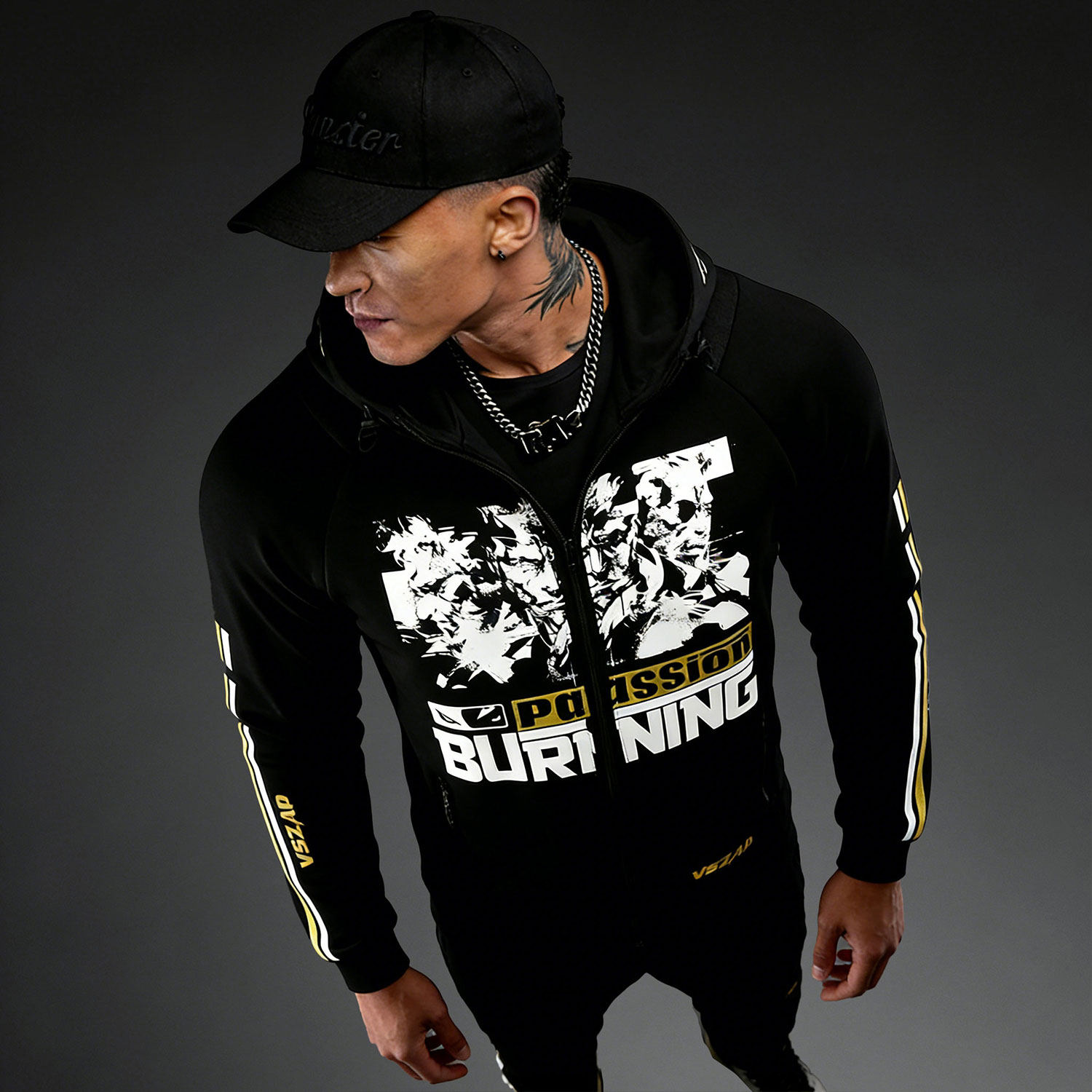 VSZAP男士健身房运动休闲健身卫衣开衫连帽衫跑步秋冬时尚上衣