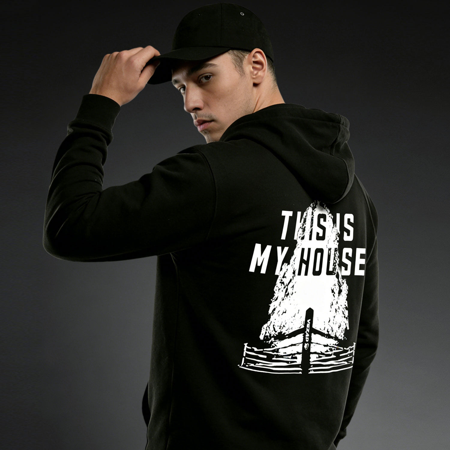 VSZAP潮牌字母火焰印花连帽卫衣套头休闲男装加厚重磅健身房上衣