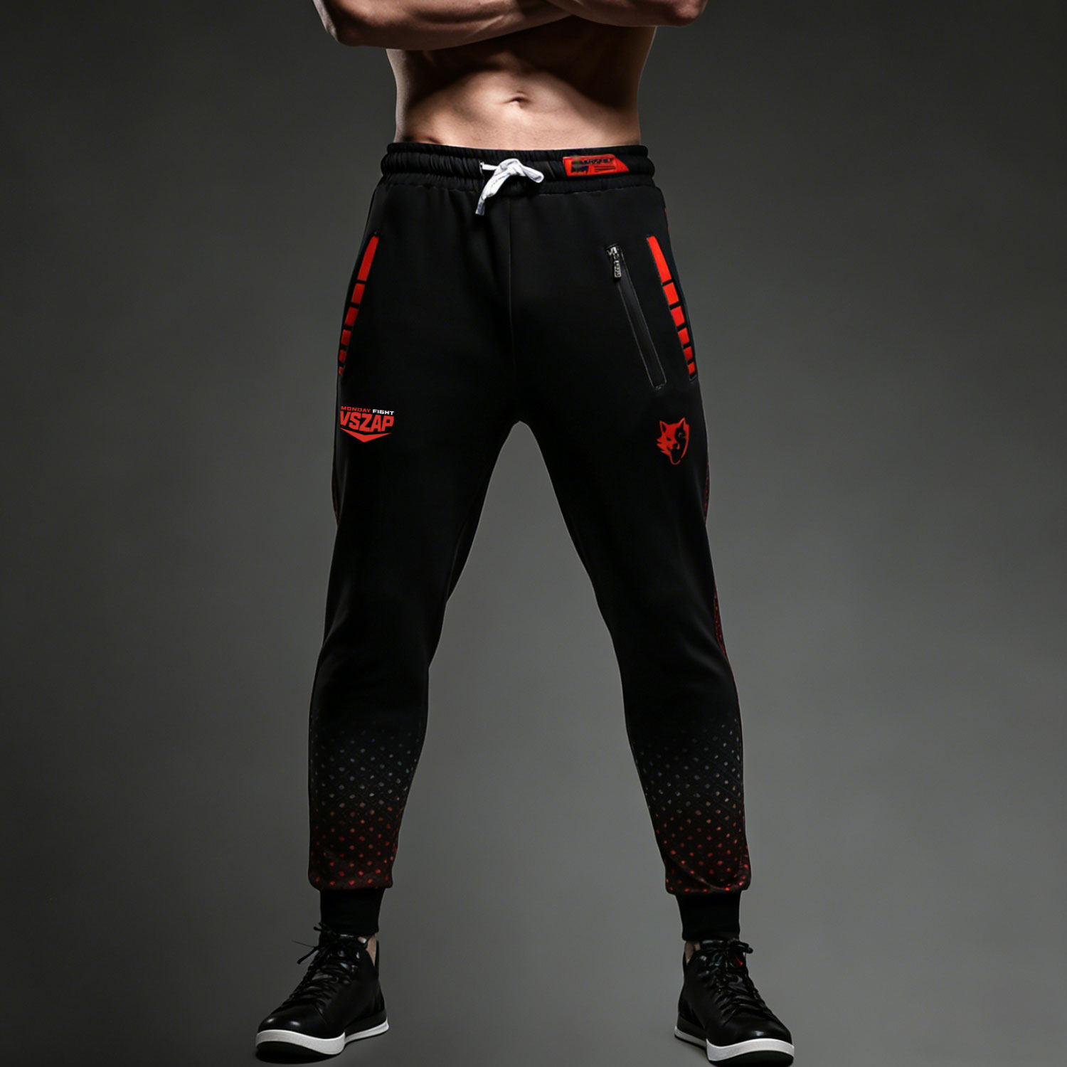 VSZAP运动卫裤男速干弹力黑色长裤春秋修身健身训练裤抽绳商务风