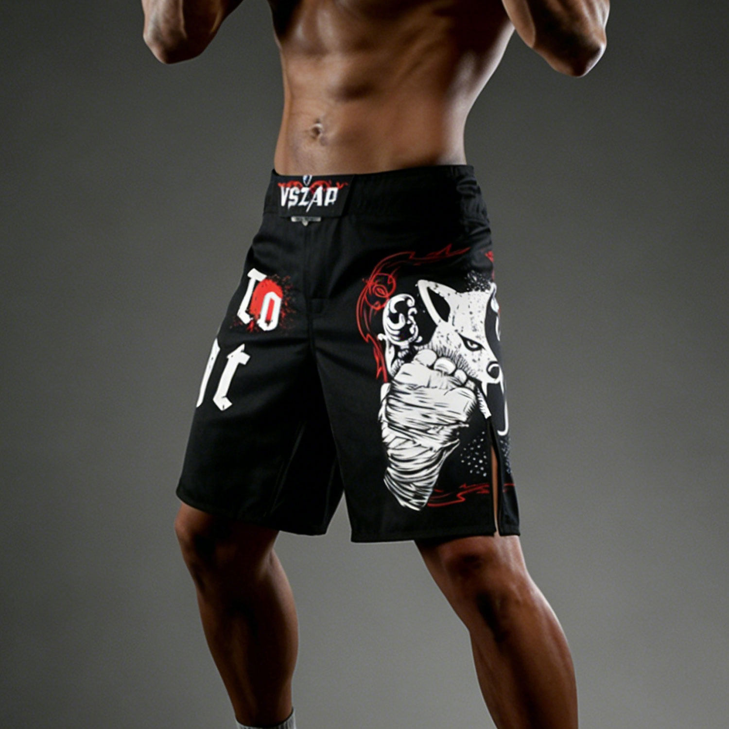 VSZAP拳击狼头风正品运动短裤男健身训练速干耐磨个性印花五分裤,男装,短裤,淘宝优惠券,粉丝福利购,淘宝优惠卷