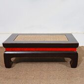 新中式 实木罗汉床炕几多功能彩绘古典炕桌复古仿古做旧小桌子榆木