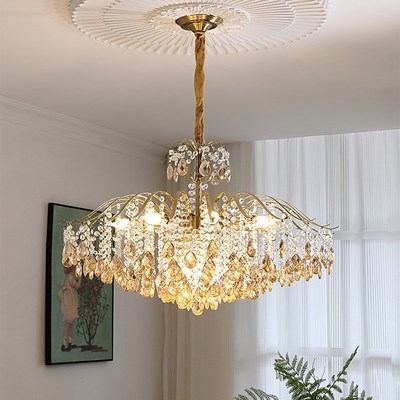 法式复古客厅主灯轻奢p金色水晶吊灯高级感卧室装饰灯餐厅中山灯