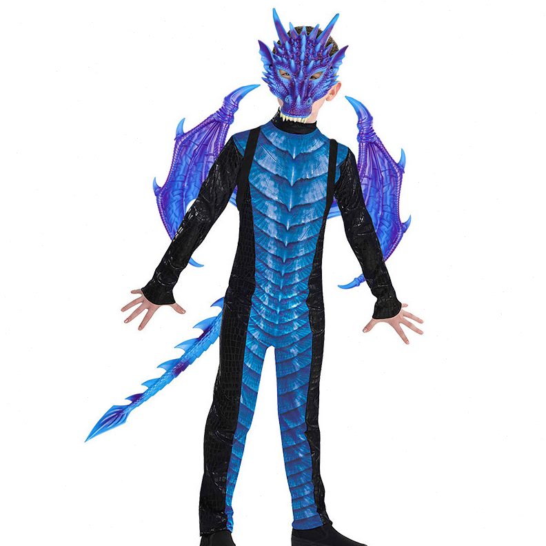 甄选全新升级RP龙套装万圣节儿童派对装饰龙翅膀尾巴面具套装cosp
