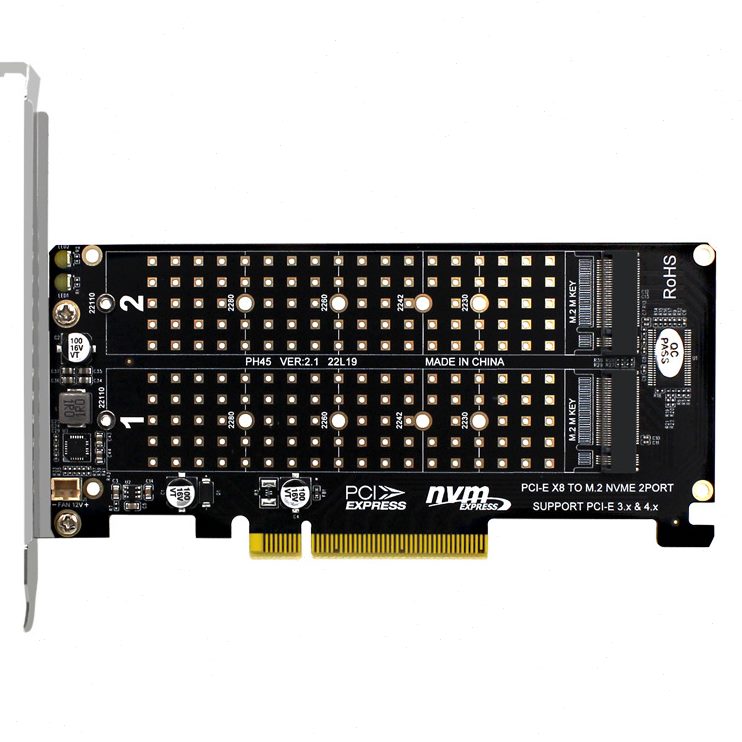 甄选PCIEX8双盘NVME M.2 MKEY SSD RAID阵列扩展转接卡主板PCIE拆