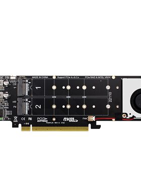 甄选PCIeX16转M.2 M-key NVMEx4SSD RAID阵列扩展转接拆分卡2U服