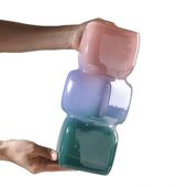 甄选渐变彩色几何方块花中古风餐桌软装 饰玻璃摆 酒店电视柜台面装