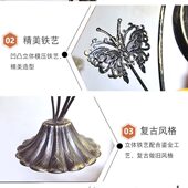 甄选花卉蝴蝶座钟复古做旧台钟桌面摆件装 饰钟表静音机芯卧室客厅