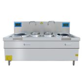 饭店380V不锈钢 电炒炉 甄选双厨师电磁双尾炒灶 酒楼厨房商用柜式