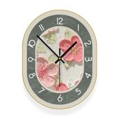 甄选法式 饰级感静音钟表挂墙 奶油风花朵挂钟客厅现简约时钟家用装