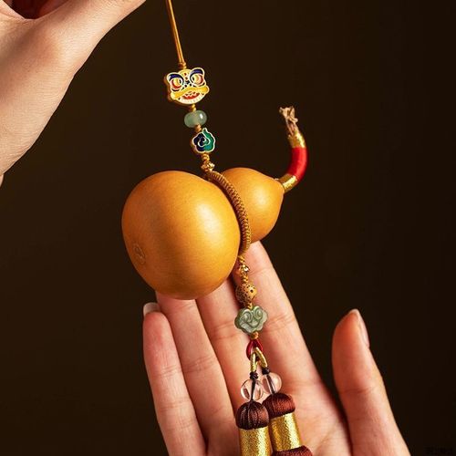 天然葫芦醒狮国风汽车挂件后视镜车内车载家居室内装饰吊饰挂饰礼