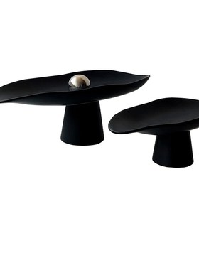 态生活意式简约餐桌高脚果盘摆件软装售楼处家居客厅茶几收纳托盘