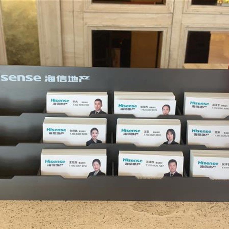 12格新款黑色格前台不锈钢烤漆盒桌面金属卡片座台多格名片台架