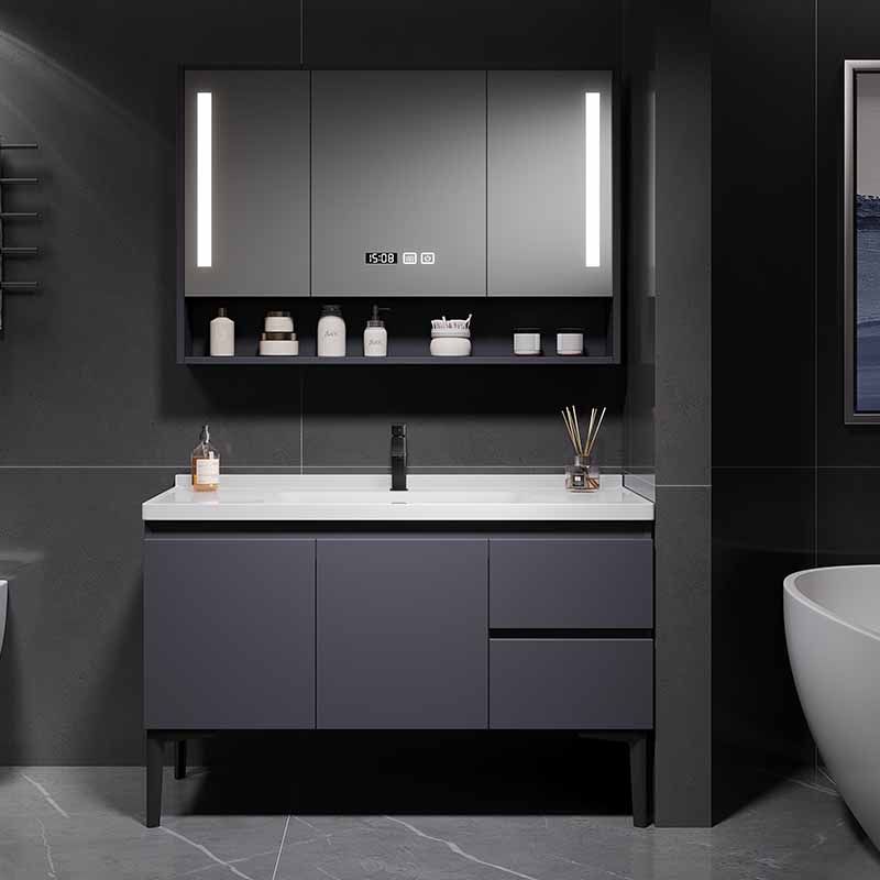 浴室柜组合洗脸盆洗手洗漱台实木落地陶瓷一体面盆化妆室2023新款