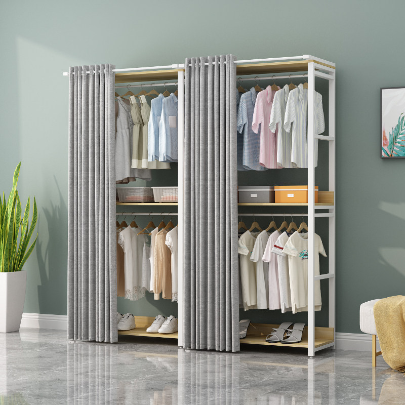 简易衣柜家用卧室铁艺组合布衣柜出租房柜子收纳简约小户型储物柜