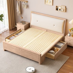 白蜡木软包全实木床现代简约轻奢水性漆POSS环保单双人1.5肤感1.8