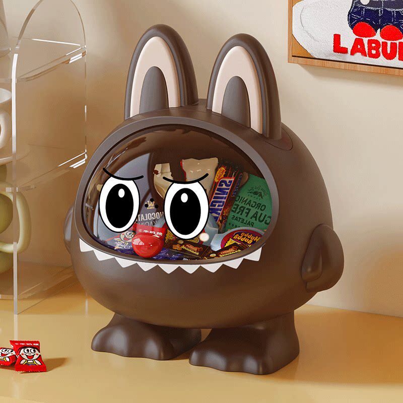 可爱小怪兽收纳盒杂物发饰迷你玩具盲盒袋展示架桌面罐子创意摆件