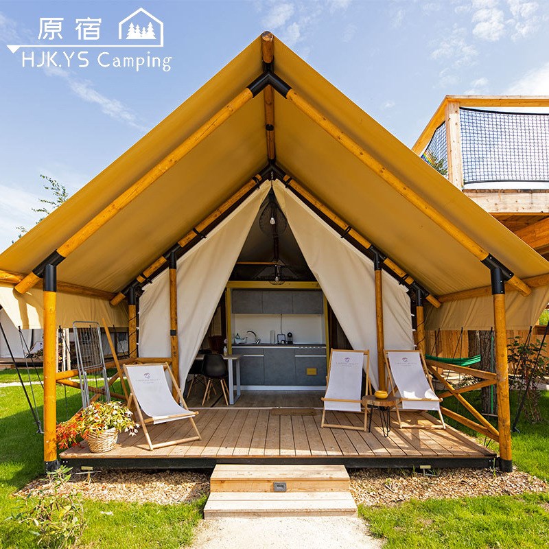 原宿帐篷酒店户外野营民宿度假村露营防水抗风实木天幕住宿帐篷