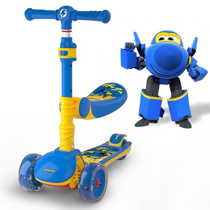 超级飞侠 三合一儿童滑板车1-6岁2宝宝3小孩单脚滑滑溜溜可坐骑滑