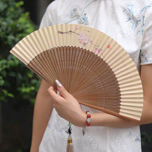 竹林纸扇子中国风古风香纸折扇串面纸扇子礼品竹扇工艺舞蹈扇女扇