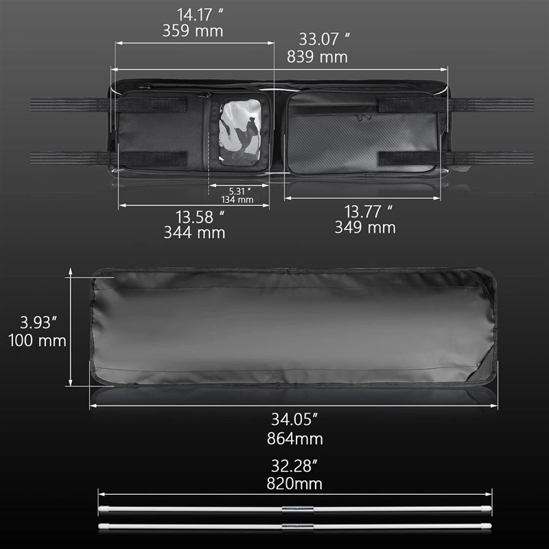 RZR1000 XP车顶包 易安装在RZR车顶适合旅行杆灯条窗网储物袋