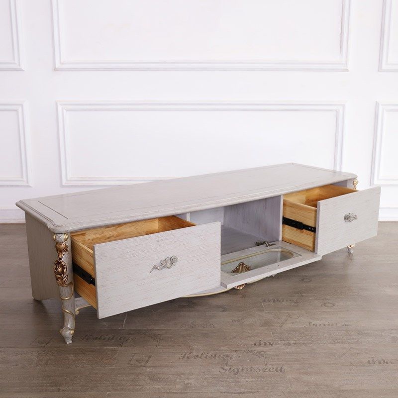 美式实木雕花客厅茶几电视柜家具组合地柜欧式背景墙装饰电视柜子