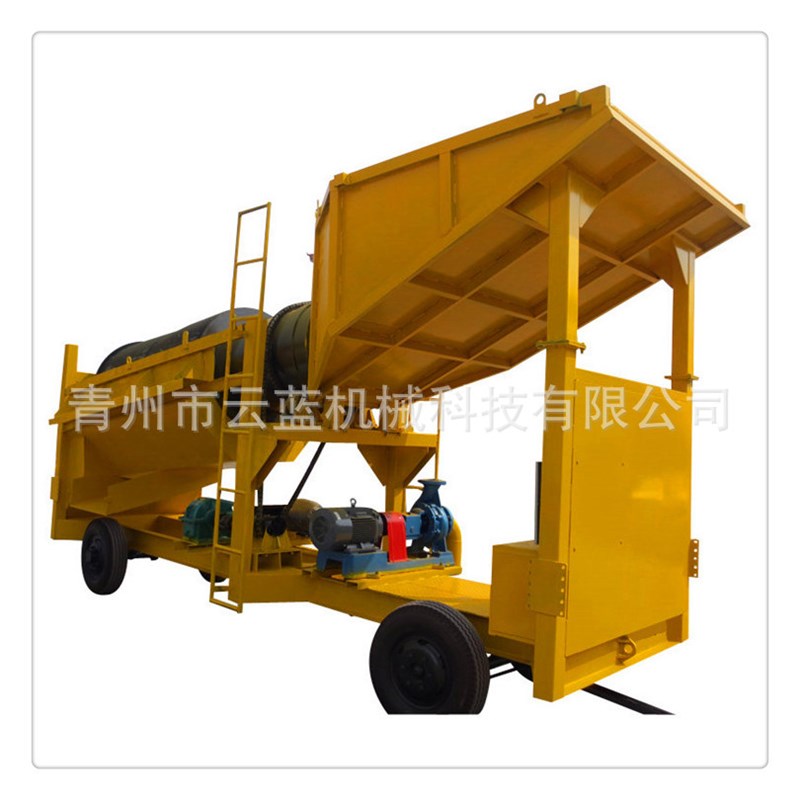 塞拉利昂移动选砂金设备 滚筒筛淘金车配置 选金机械