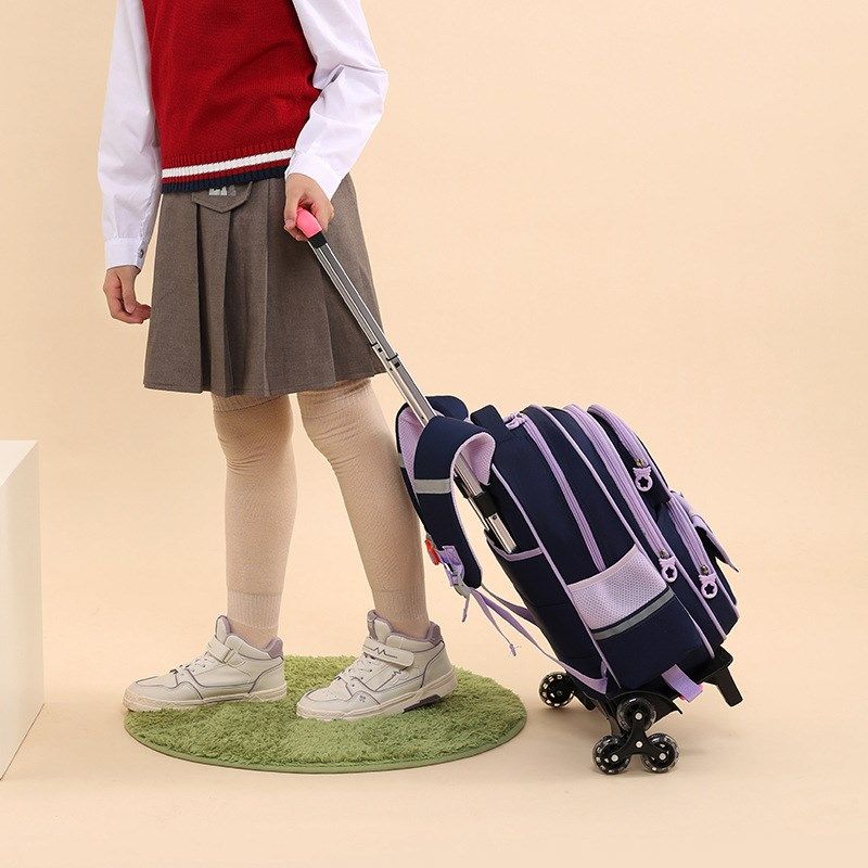 拉杆书包女生小学生三二一年级新款女童护脊减负儿童可爱书包男孩