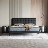 现代简约纳帕真皮床北欧轻奢1.8m小户型软包双人床主卧意式 儿童床