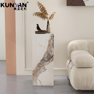 大理石摆件底座摆台玄关岩板花架落地雕塑柱子展厅工艺品装饰基座