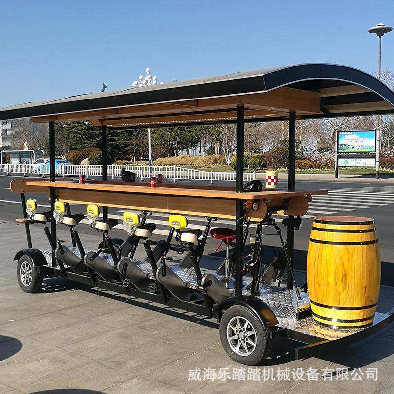 电动脚踏骑行啤酒车休闲健身观光酒吧车景区派对骑行自行车街景车