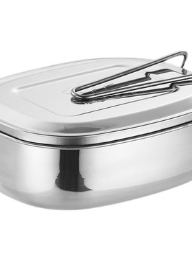 304不锈钢饭盒椭圆形带盖成人学生食堂打饭便当盒蒸饭带饭菜餐盒