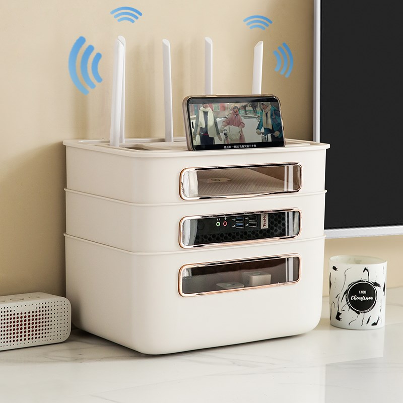 wifi路由器收纳盒电视机机顶盒置物架插座电线整理盒子无线放光猫