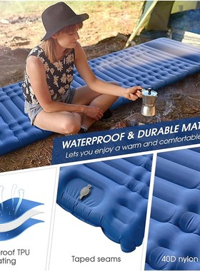 32.99美叨!加厚脚踏式充气80D防水车载野餐水面漂浮单人气垫床