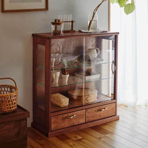实木覆古玻璃酒柜茶柜透明展示柜展示柜储物柜书柜柜餐具柜