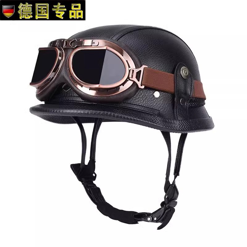 3c认证a头盔复古摩托车电动车机车巡航半盔安全帽男女四季通用