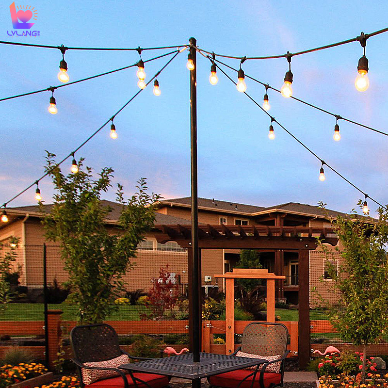 S14灯串户外防水 E27插电灯泡串 太阳能农场天幕山庄营地庭院吊灯