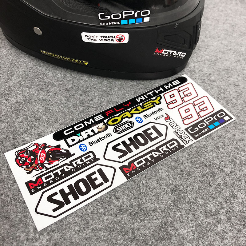 SHOEI反光摩托车头盔贴纸镜片贴画改装马奎斯93号AGV装饰防水贴花