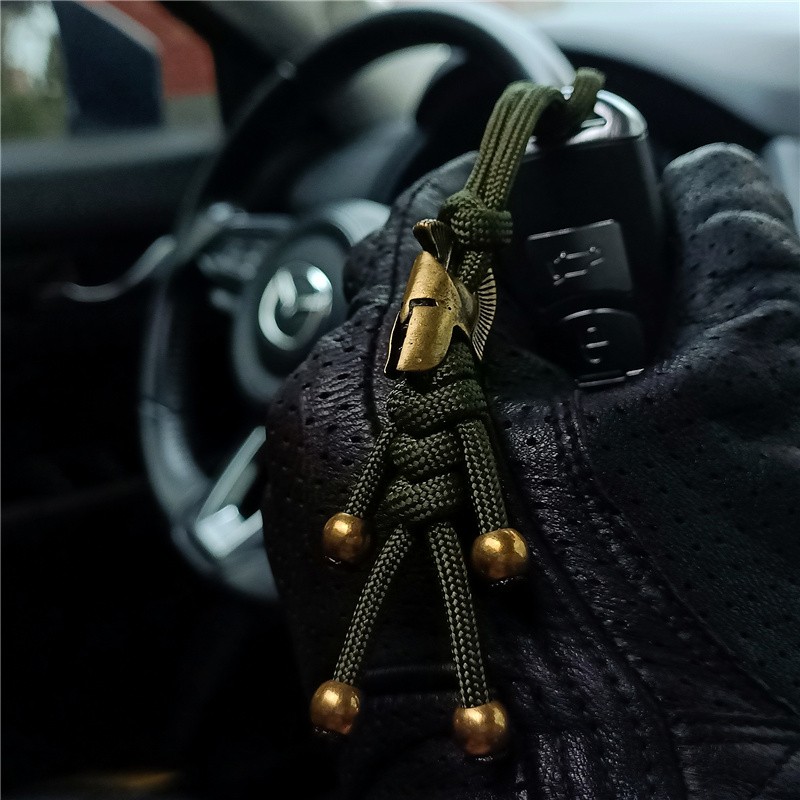 创意个性摩托车钥匙扣q复古机车汽车挂绳男士粗狂做旧伞绳编制挂