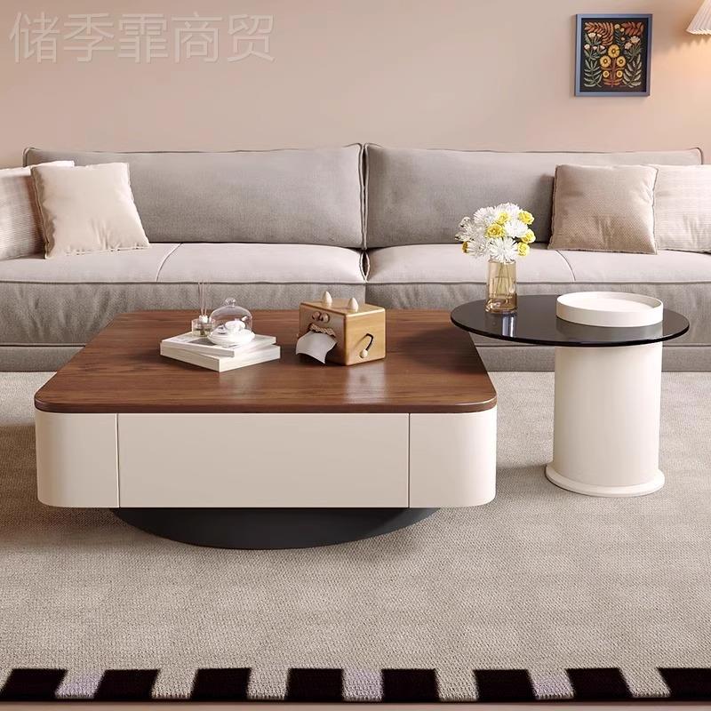 中古轻型高级实木子奢母茶几组风合现代简约客厅FCE家用创意小户