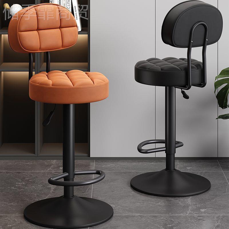 吧台椅银CAU家用升高凳子旋转吧凳酒吧椅子收脚柜台圆凳转椅靠背