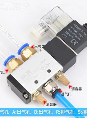 气动电磁42V210-08二位阀五通气磁缸YUK换向阀AC20V电控制阀4V310