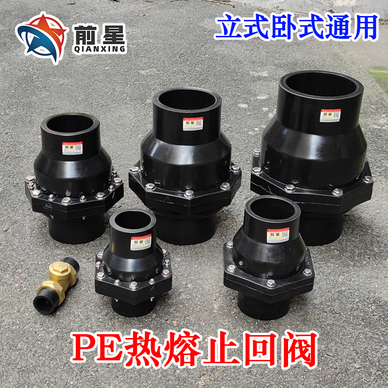pe止回阀 逆止阀 止逆阀 110 90 75管 卧式PE止水阀热熔40 50 63