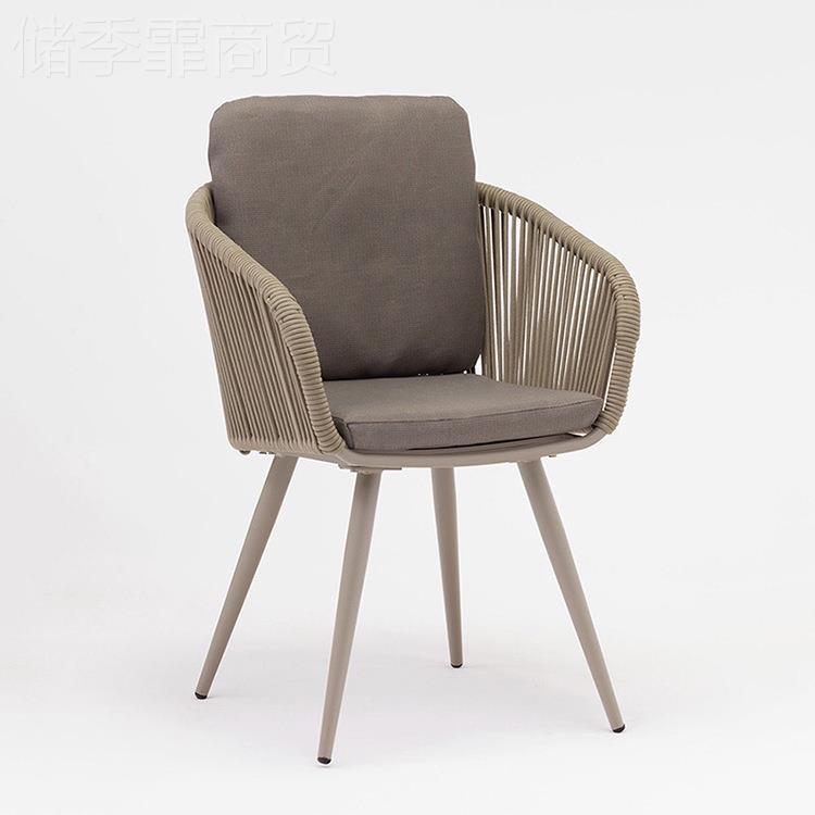 外藤编休闲椅手室外SP-OC216院酒店别墅庭样设计师铝架防锈工编绳