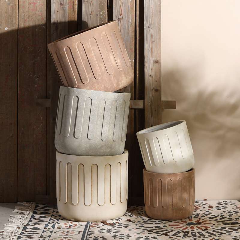 北欧大口径户外特大号落地镁泥花盆水泥盆阳台客厅花园琴叶榕绿植