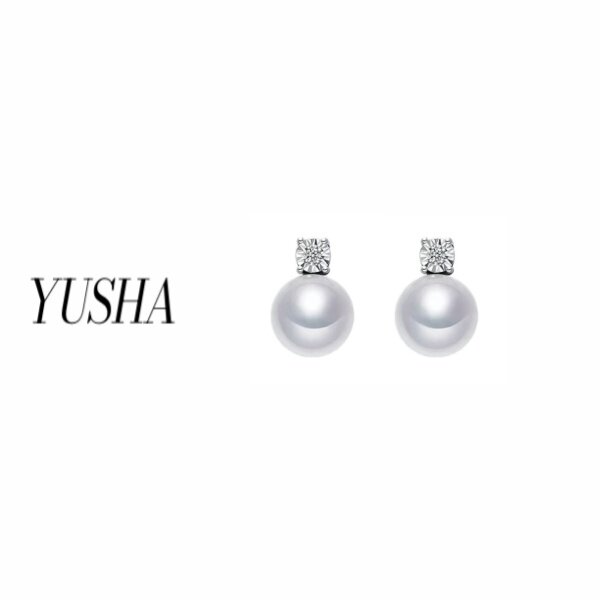YUSHA/灰色珠珠四爪小方糖耳钉-丫丫同款