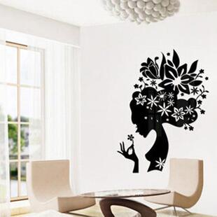 花仙子水晶立体墙贴3d镜面亚克力玄关特大客厅电视背景墙电视墙贴