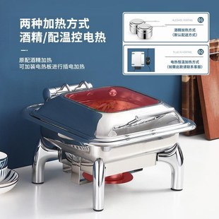 酒店液压款不锈钢电加热自助餐炉可视翻盖熟食保温炉布菲炉buffet