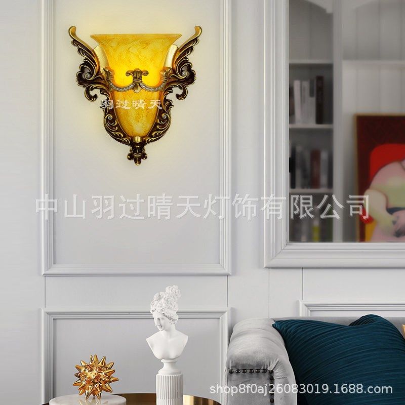欧式复古装饰壁灯KTV过道走廊美式树脂客厅背景墙酒店卧室床头灯