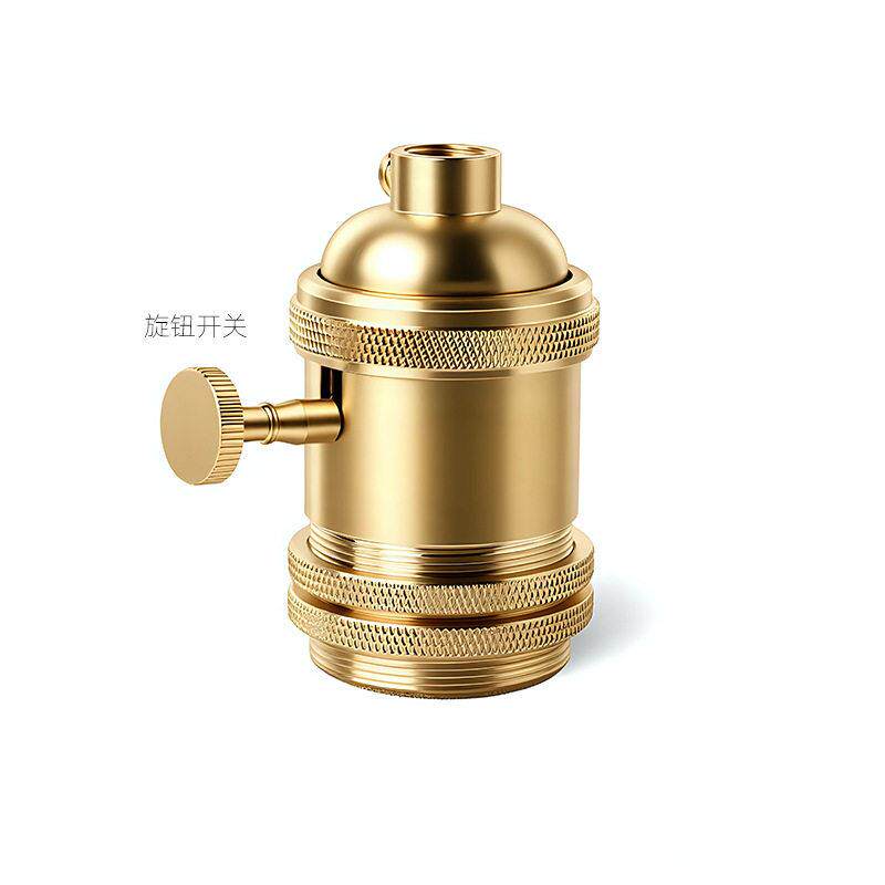 E27/E26双环复古铜灯头带开关壁灯台灯灯座 铜质灯头配件灯座灯头